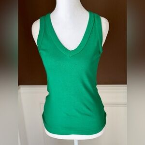 Michael Stars Maya V-Neck Wide Binding Tank Kelly Green Size XS NWT